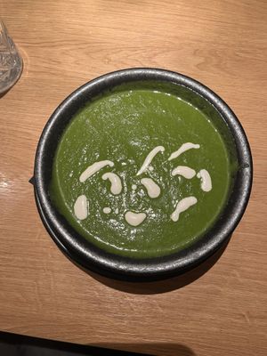 Spinach soup  at Green One BTC in Ljubljana