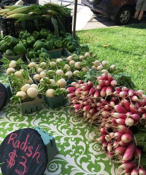 Produce stand at Tremont Farmers Market in Cleveland
