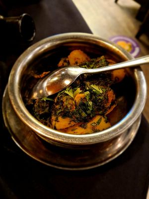 Spinach and potato - vegetable side at The Curry House in Shrewsbury