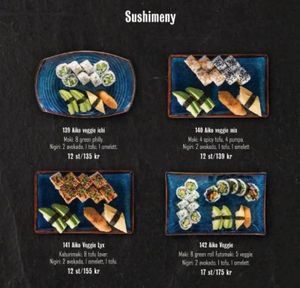 Veggie menu at Aiko Sushi in Lund