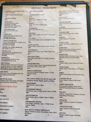 Drink menu at FuD in Kansas City