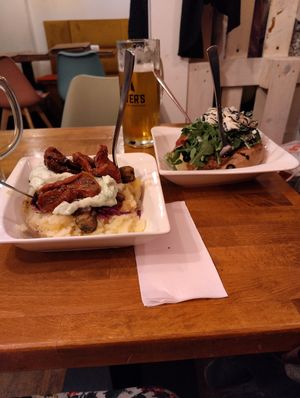 Left one was my vegan fantasy potato, right one is vegetarian. at Kartoffelspeicher in Luebeck