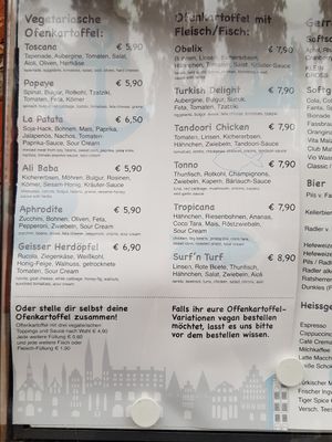 Menu - basically everything can be veganized at Kartoffelspeicher in Luebeck