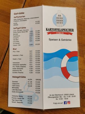 Menu at Kartoffelspeicher in Luebeck