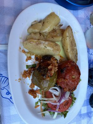 stuffed peppers and tomatos  at Zorbas in Zakynthos