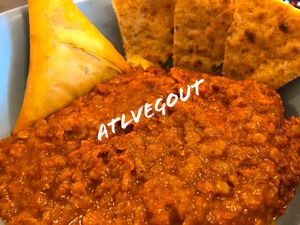 Misir wot, sambusa and pita  at Tigi's in Stone Mountain