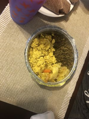 Tofu ribs, green lentils and braised cabbage at Tigi's in Stone Mountain