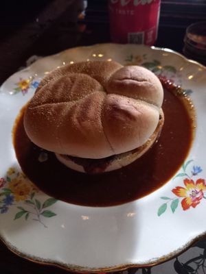 Vegan Nut Roast Bun with Gravey. at Cafe Under the Spire in Gateshead