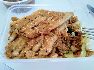 Freid "duck" with fried rice at Tau in Vienna