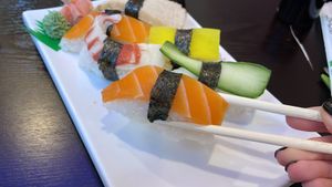 vegan sake nigiri  at Tau in Vienna