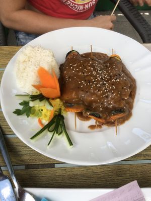 Skewers with rice   at Tau in Vienna