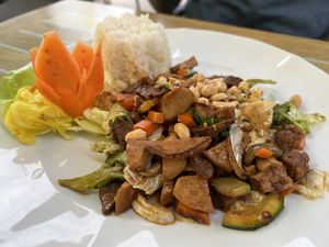 8 treasures- basically all the vegan meats in one dish   at Tau in Vienna