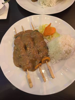 Chicken satay skewers   at Tau in Vienna