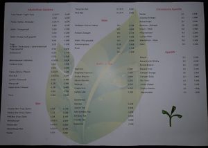 getränkekarte /drink menu at Tau in Vienna
