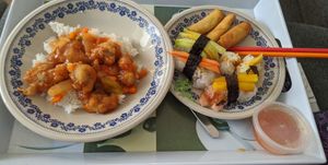 Sushi and “chicken” sweet sour at Tau in Vienna