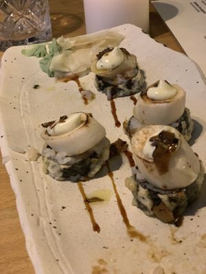 Truffle tower with king oyster mushrooms  at ZIZO in Zandvoort