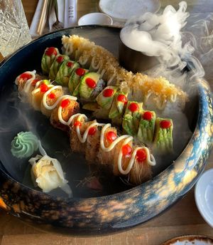 Front to back: veggie spicy explosion, spicy dragon, and crunchy at ZIZO in Zandvoort