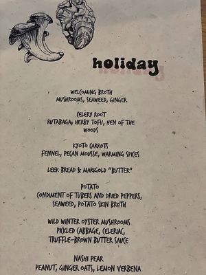 Menu at Oyster Oyster in Washington