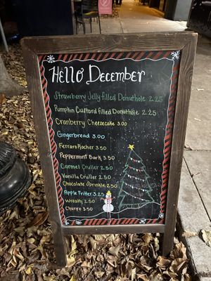 Dec menu  at Babes in Sacramento