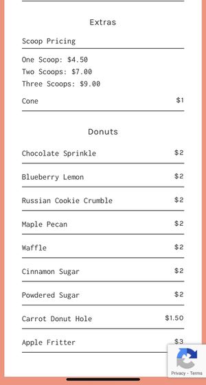 Menu at Babes in Sacramento