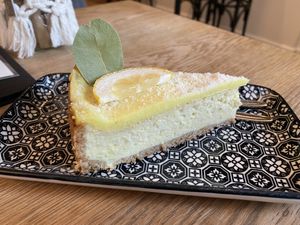 Vegan lemon cheesecake  at Kafi Franz in St Gallen