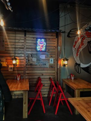 Interior and tables  at Oishi in Irkutsk