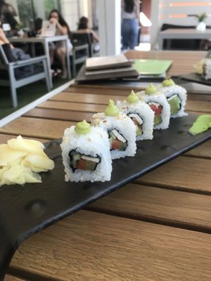 Vegan sushi rolls with tofu  at Oishi in Irkutsk