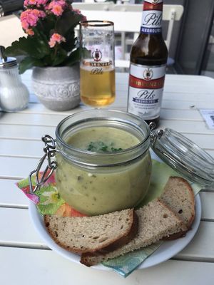 Soup of the day: zucchini cream at Café Flowery in Koblenz