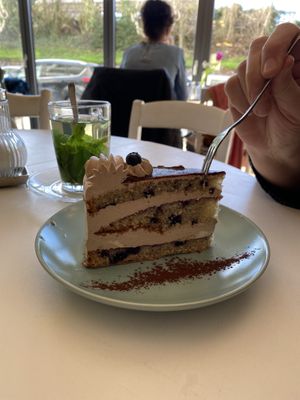 Blueberry nougat cream cake  #Veganuary at Café Flowery in Koblenz