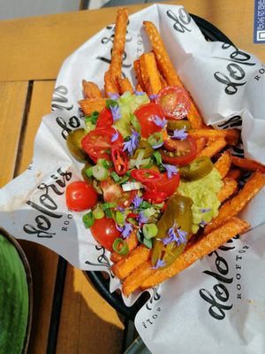 Loaded mexican fries without cheese at Rooftop Bar Mauve in Tilburg