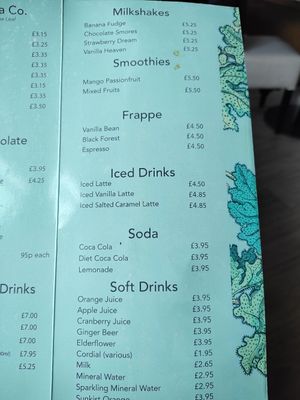Drinks menu at Jollys Coffee House & Patisserie in Beaumaris