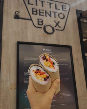 Logo and Sushi Roll at Little Bento Box in Worcester