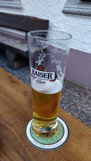 The Kaiser beer is vegan. Good as well! at Hotel-Gasthof Goldenes Lamm in Weissenbach Am Lech