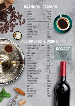 Menu at Fattoush in Ghent