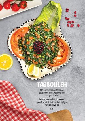 Menu at Fattoush in Ghent