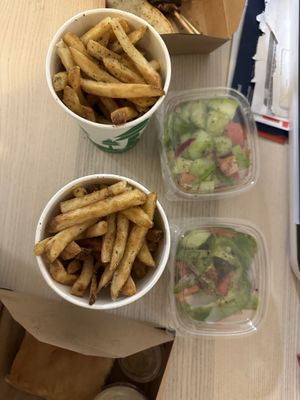 Fries and cucumber salad (included with the platter)  at Souvlaki in Washington