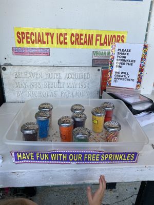 Free sprinkle bar at The Ice Cream Store in Rehoboth Beach