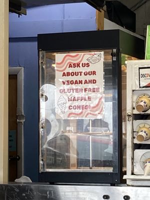 I didn’t inquire, but I saw the sign about vegan cones.  at The Ice Cream Store in Rehoboth Beach