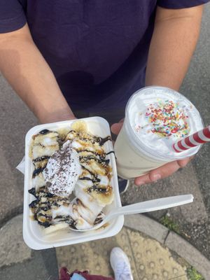 Yummy!!! Both vegan  at The Ice Cream Cottage in Tewkesbury
