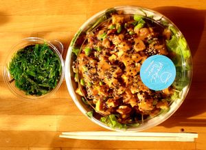 Poke and wakame from delivery.  at Aloha Poké Bar - Tri veže in Bratislava