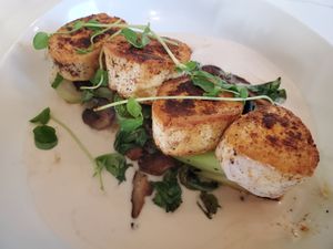 Vegan scallops and mushrooms at Bottle Tree in Belmont