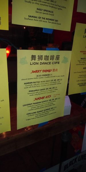 Menu at Lion Dance Cafe in Oakland