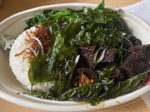 Three cup tofu and coconut rice  at Lion Dance Cafe in Oakland