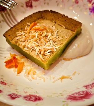 Warm Pandan Butter Nian Gao with Coconut custard at Lion Dance Cafe in Oakland