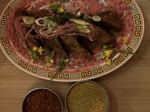 Ngoh hiang, aka teochew 5-spice rolls  at Lion Dance Cafe in Oakland