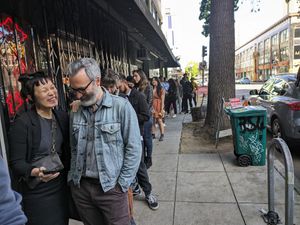Lines on the last night... Heard someone telling people at the end of the line they may not ever make it in. at Lion Dance Cafe in Oakland