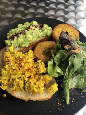 Tofu scramble and smashed avo at The Vegan Club in Carlton North
