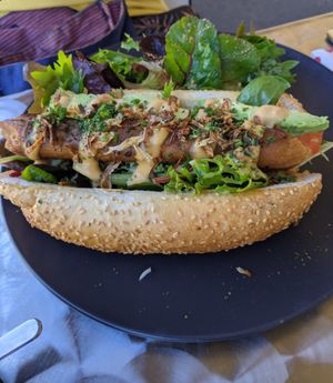 Homemade hotdog = really good at The Vegan Club in Carlton North