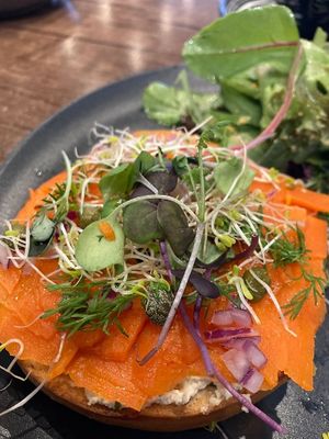 "Salmon" Lox Bagel at The Vegan Club in Carlton North