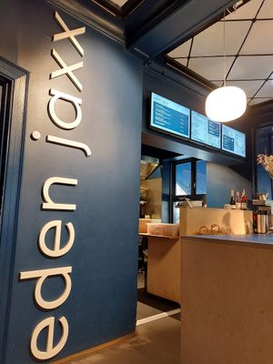 Inside display and menu at Eden Jaxx in Copenhagen